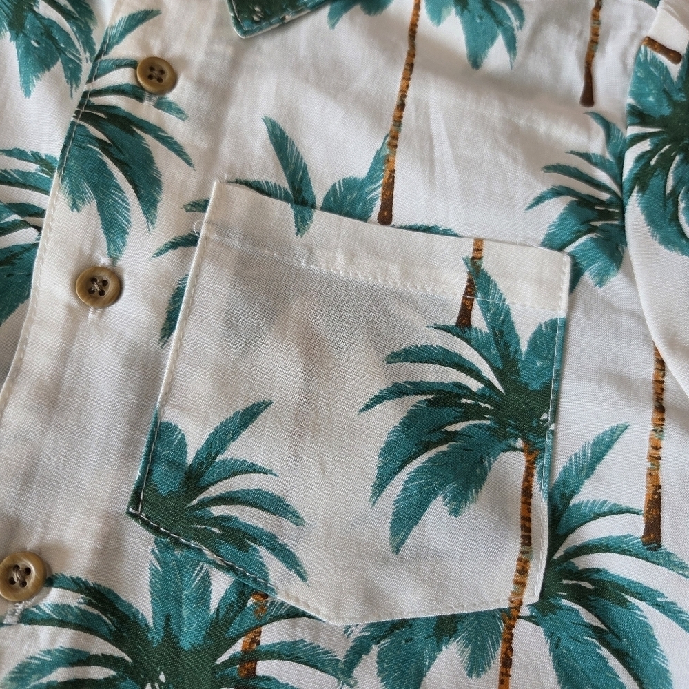 Palm Tree Print Shirt & Shorts Set NWT Vacation Beach Travel Size 4T Kids Boys - Picture 5 of 12